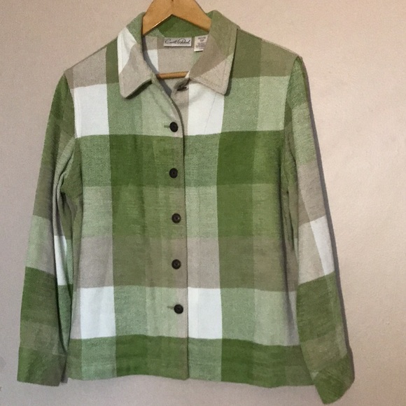 Carroll Reed Plaid Shacket Green and White Size 10P - Picture 2 of 5
